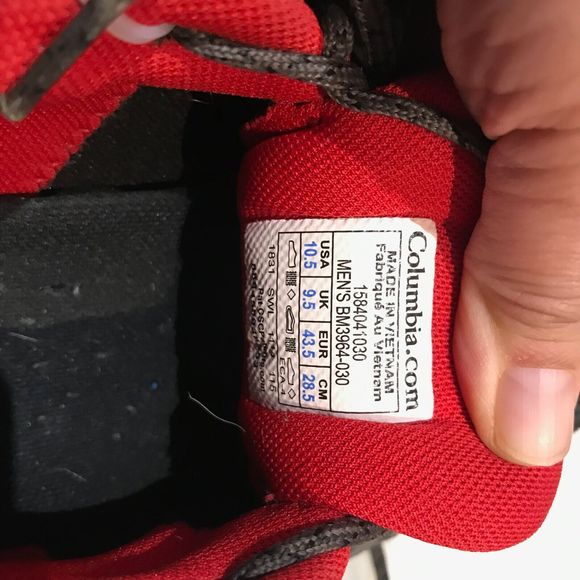 Columbia MEN'S Gray & Red Ventrailia Outdry Hiking Trail Sneakers Size 10.5 US - Picture 5 of 6